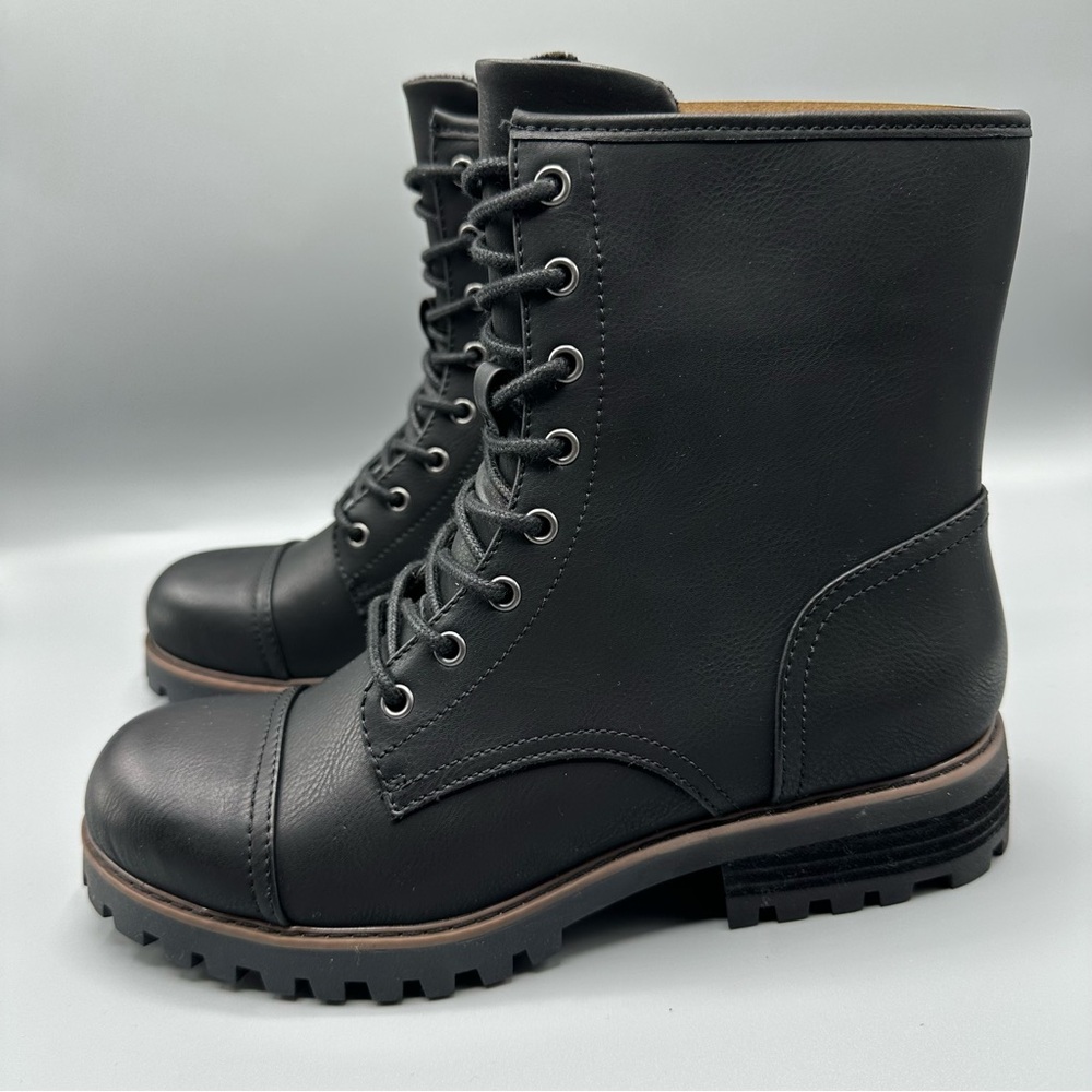B.O.C By Born Combat Boots Lace Up Faux Leather Women's Size 7.5 M Black